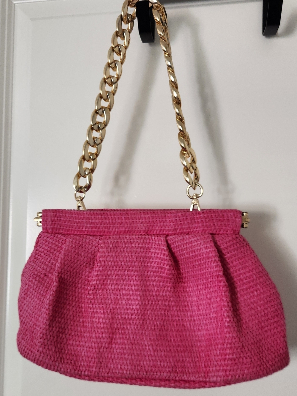 Target Hot Pink Woven Shoulder Bag with Gold Chain